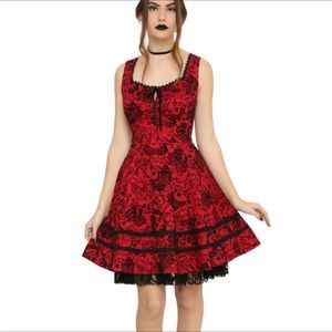 Hot topic filigree skull flared flocked dress